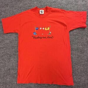 Vintage Mickey Mouse Red Graphic T-Shirt Large #224